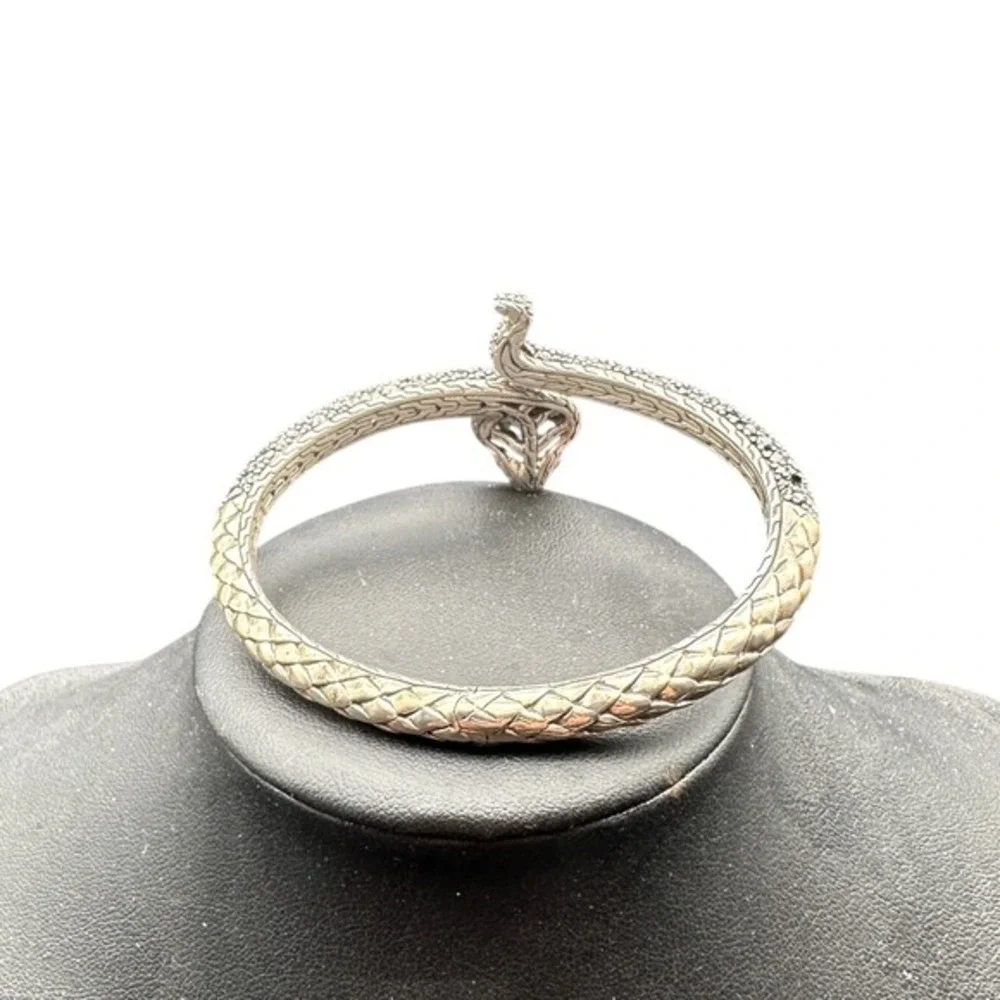 John Hardy Legends Cobra Snake Cuff Black 925 Sterling Silver Cuff Bracelet